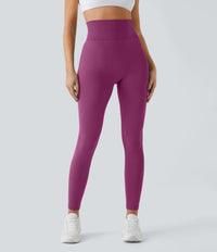 OneForm Seamless Flow High Waisted Ruched Plain Leggings - Ume Purple