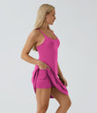 SoftlyZero™ Airy Cut Out 2-in-1 Pocket Cool Touch Longer Active Dress-UPF50+ - Fuchsia Fedora