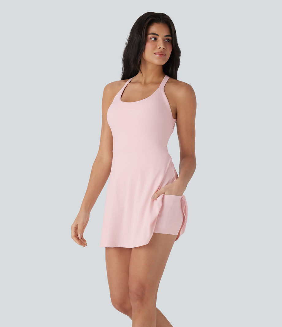 SoftlyZero™ Airy Backless Twisted Cool Touch Dance Active Dress-Easy Peezy Edition - Primrose Pink