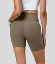 Halara UltraSculpt™ High Waisted Tummy Control Pocket Shaping Training Biker Shorts 7'' - Dawn Brown