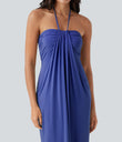Halter Tie Back Maxi Dress with Pockets - Orchid Purple