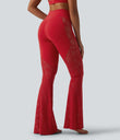 Halara UltraSculpt™ High Waisted Tummy Control Contrast Lace Yoga Flare Leggings with Pocket - Aura Orange