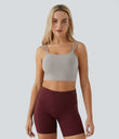 Double Straps Cropped Yoga Tank Top - Ghost Gray