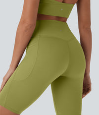 Halara UltraSculpt™ High Waisted Tummy Control Pocket Shaping Training Biker Shorts 9'' - Moss
