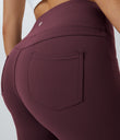 DayStretch High Waisted Pocket Flare Yoga Leggings - Red Mahogany