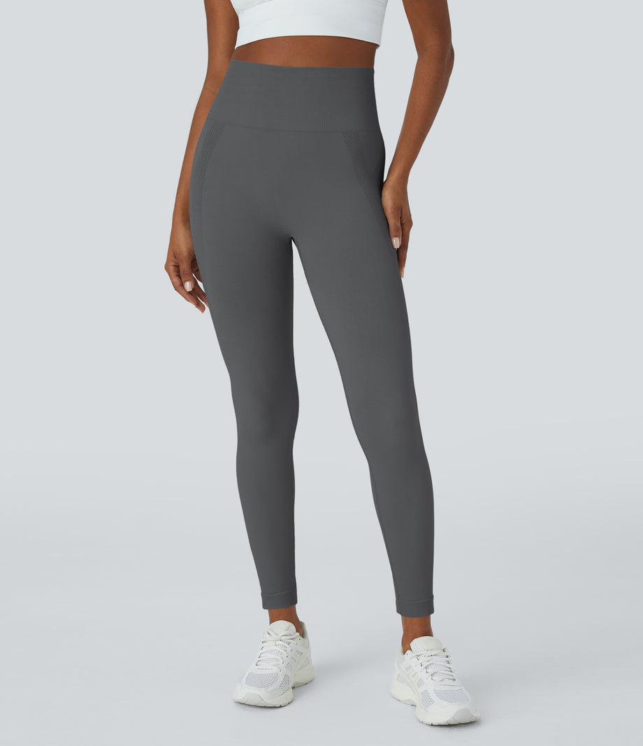 OneForm Seamless Flow High Waisted Ruched 7/8 Yoga Leggings - Eiffel Tower