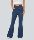 Halara Flex™ High Waisted Crossover Pocket Cool Touch Washed Casual Jeans - Light Cyan Denim