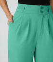 Halara Flex™ High Waisted Zipper Pocket Shirred Straight Leg Work Pants - Spearmint