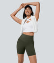 Halara UltraSculpt™ High Waisted Tummy Control Pocket Shaping Training Biker Shorts 7'' - Deep Woodland Green