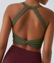 SoftlyZero™ Plush Cut Out Cropped Yoga Tank Top - Grass Grey Green