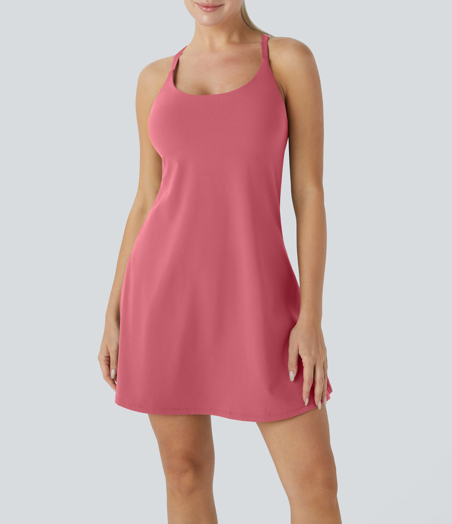 SoftlyZero™ Plush 2-in-1 Pocket Mini Active Dress DD-F Cups - Begonia Rouge