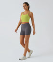 Basic Padded Workout Cropped Low Support Tank Top A-D Cups - Shadow Lime
