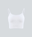 Basic Padded Workout Cropped Low Support Tank Top A-D Cups - White