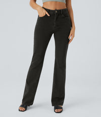 Halara Flex™ Mid Rise Pockets Casual Bootcut Jeans - Hemp Rope Black Denim