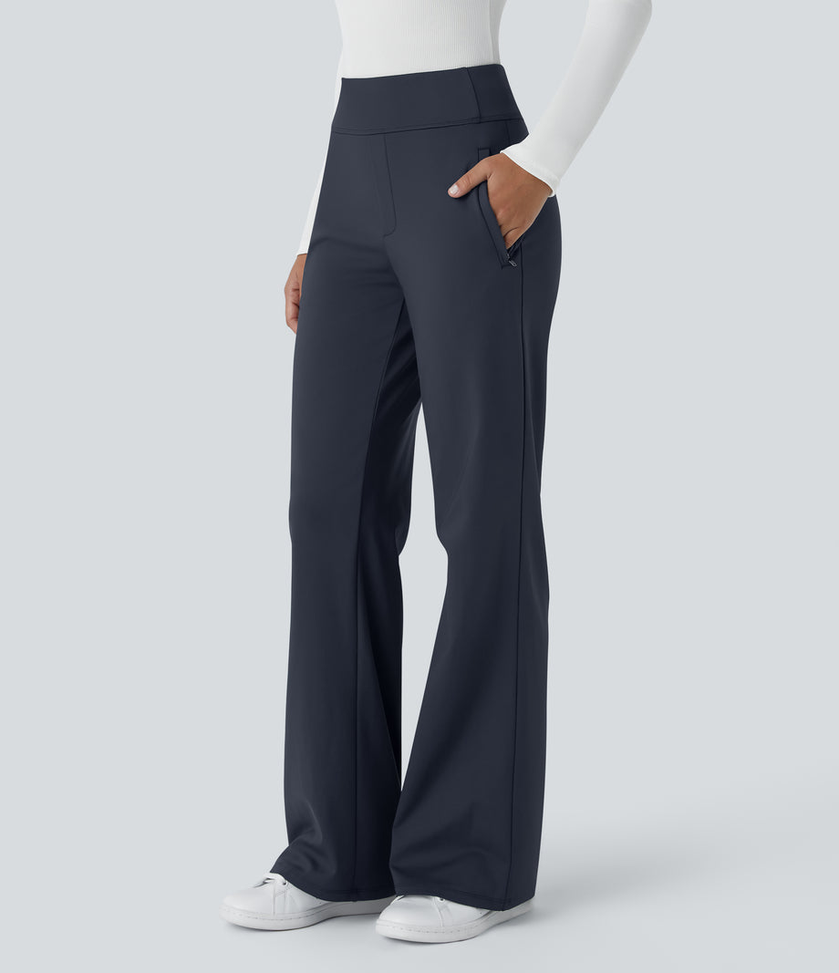 Halara Flex™ DayStretch Mid Rise Side Zipper Pocket Work Flare Pants - Midnight Blue