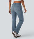 Halara Flex™ High Waisted Pockets Washed Casual Bootcut Jeans - Cedar Blue Denim