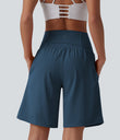 SoftlyZero™ Airy Super High Waisted 2-in-1 Cool Touch Yoga Shorts 9" with Pockets - Majolica Blue