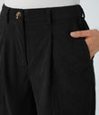 Mid Rise Zipper Pockets Corduroy Casual Joggers - Black