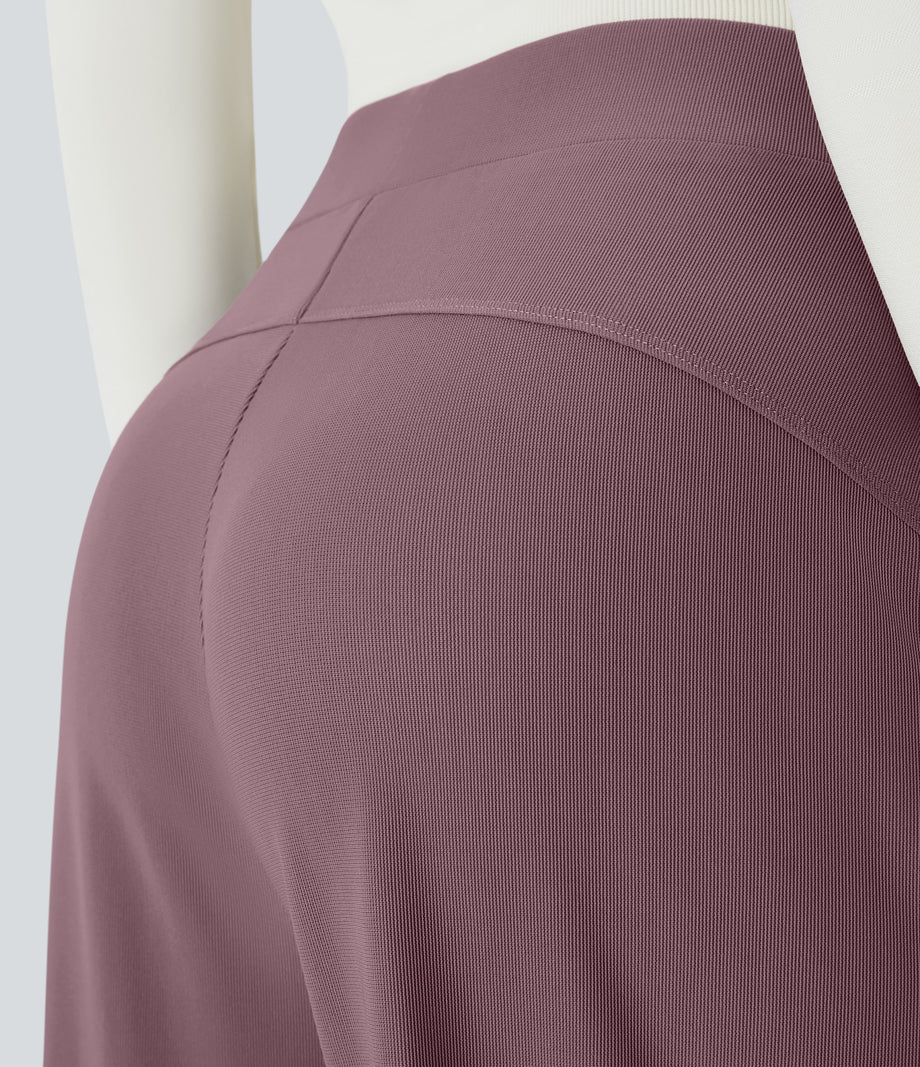 Halara Flex™ High Waisted Body Sculpt Waist-Slimming Pocket Wide Leg Micro Waffle Work Pants - Dark Plum