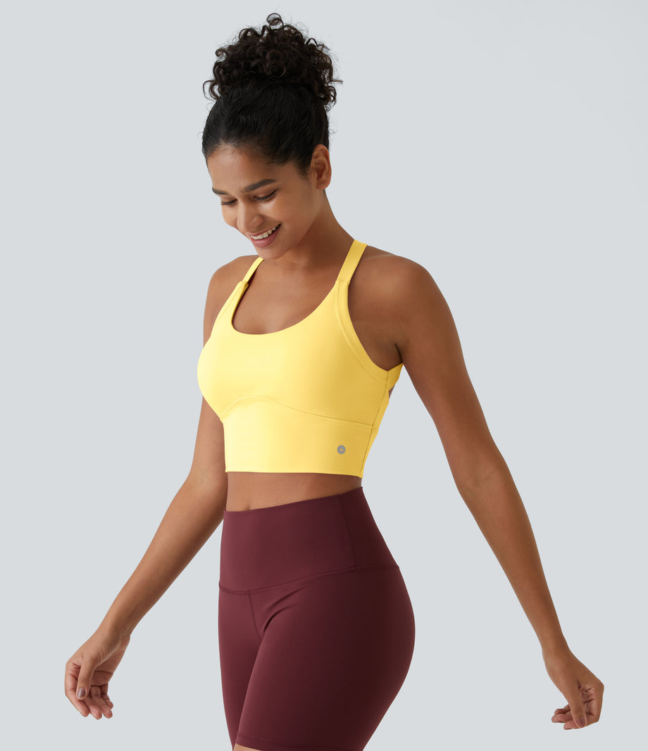SoftlyZero™ Plush Cut Out Cropped Yoga Tank Top - Crisp Yellow