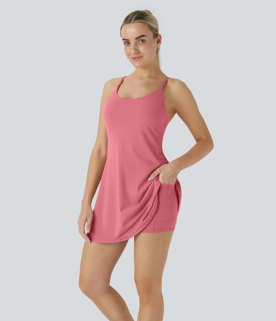 SoftlyZero™ Plush Backless Active Dress - Begonia Rouge