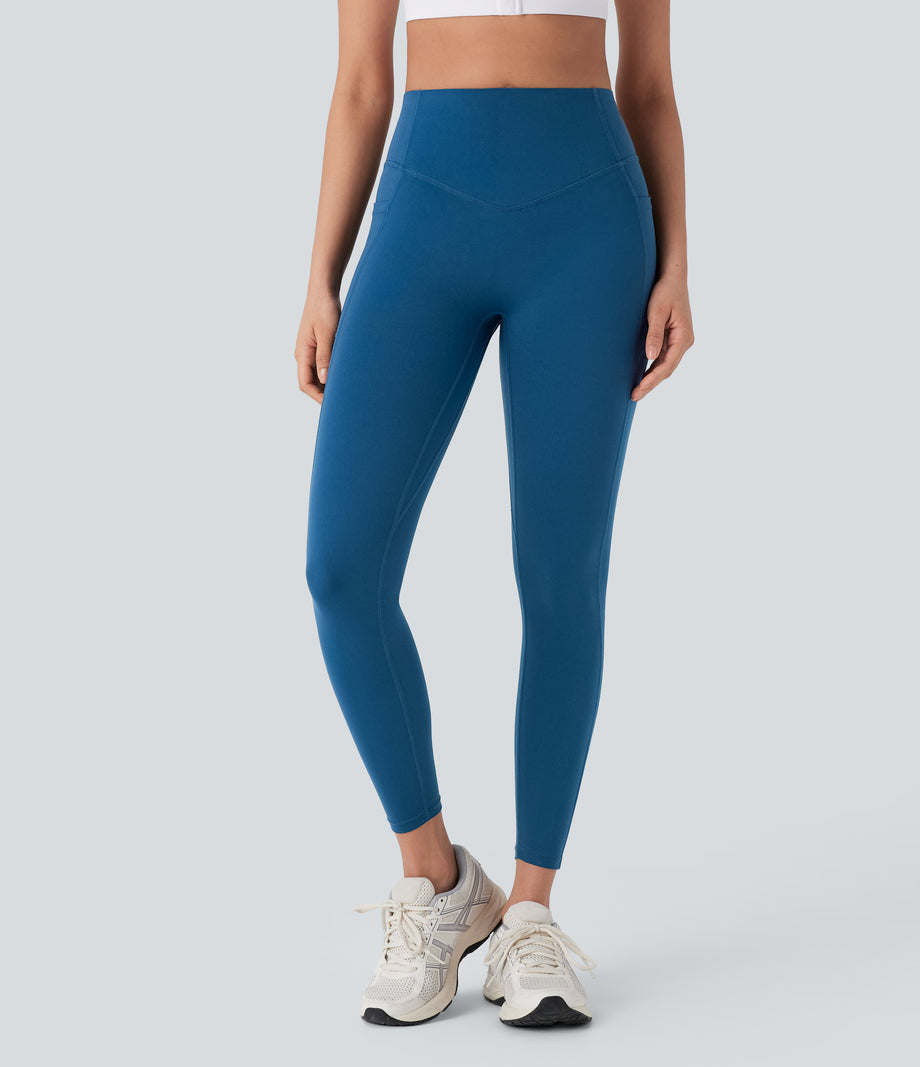 Halara UltraSculpt™ High Waisted Tummy Control Butt Lifting Ruched Pocket Shaping Yoga Leggings - Vallarta Blue