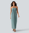 Halter Tie Back Maxi Dress with Pockets - Aquifer