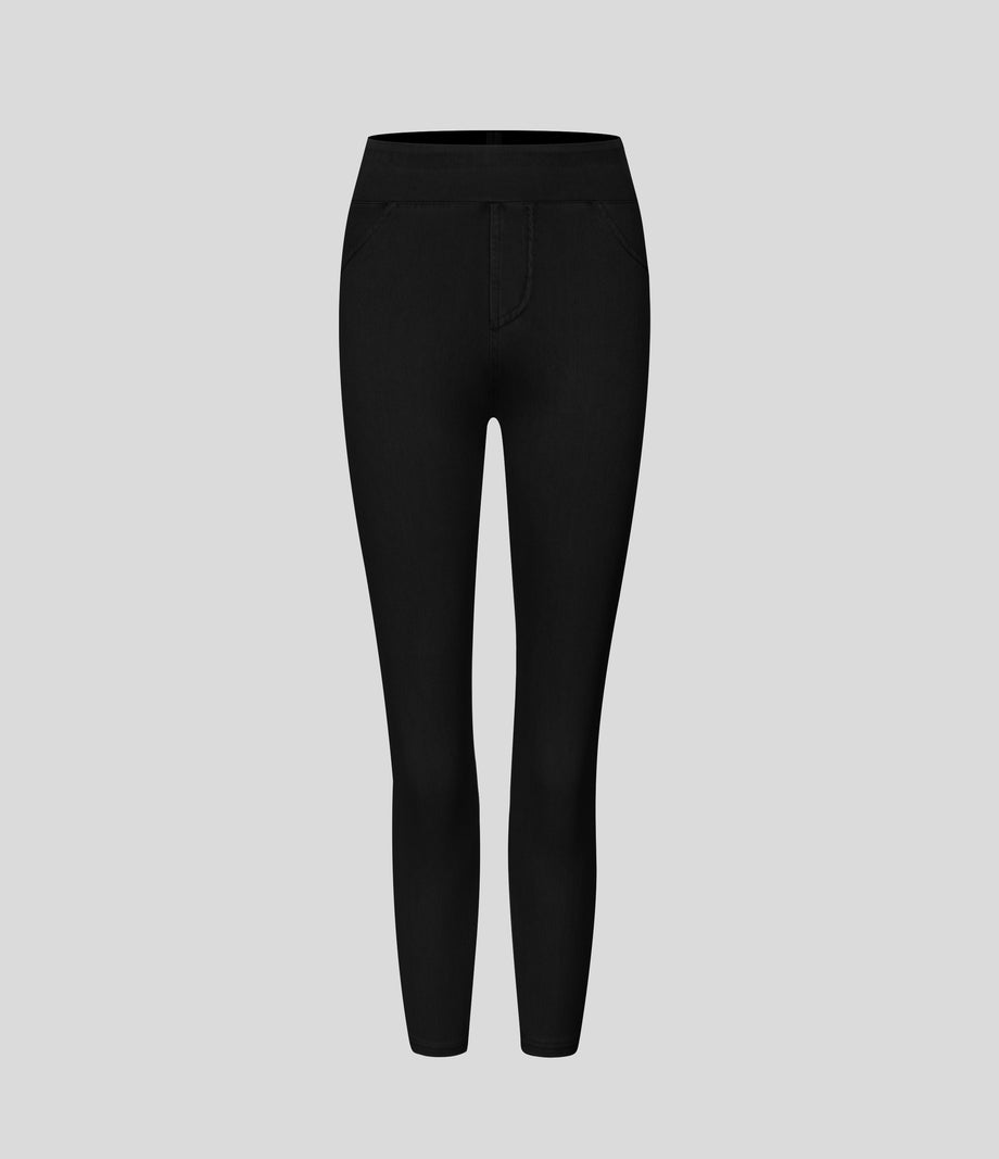 Halara Flex™ High Waisted Pocket Denim Capri Casual Leggings - Black Denim