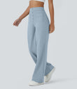 DayStretch High Waisted Pockets Straight Leg Casual Pants - Baby Blue