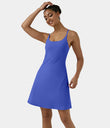 SoftlyZero™ Airy Cut Out 2-in-1 Pocket Cool Touch Longer Active Dress-UPF50+ - Aster Blue