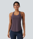 Halara UltraSculpt™ Round Neck Crisscross Back Running Tank Tops DD-F Cups - Night's Purple