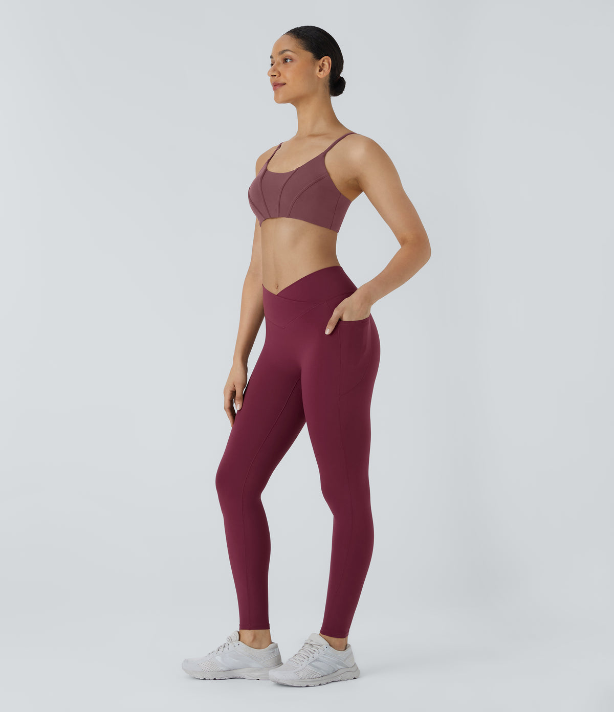 Patitoff™ 2.0 Pet Hair Resistant High Waisted Crossover Side Pocket Yoga Leggings - Anemone
