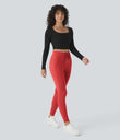 SoftlyZero™ Plush High Waisted Drawstring Pocket Plain Full Length Joggers - Poinsettia