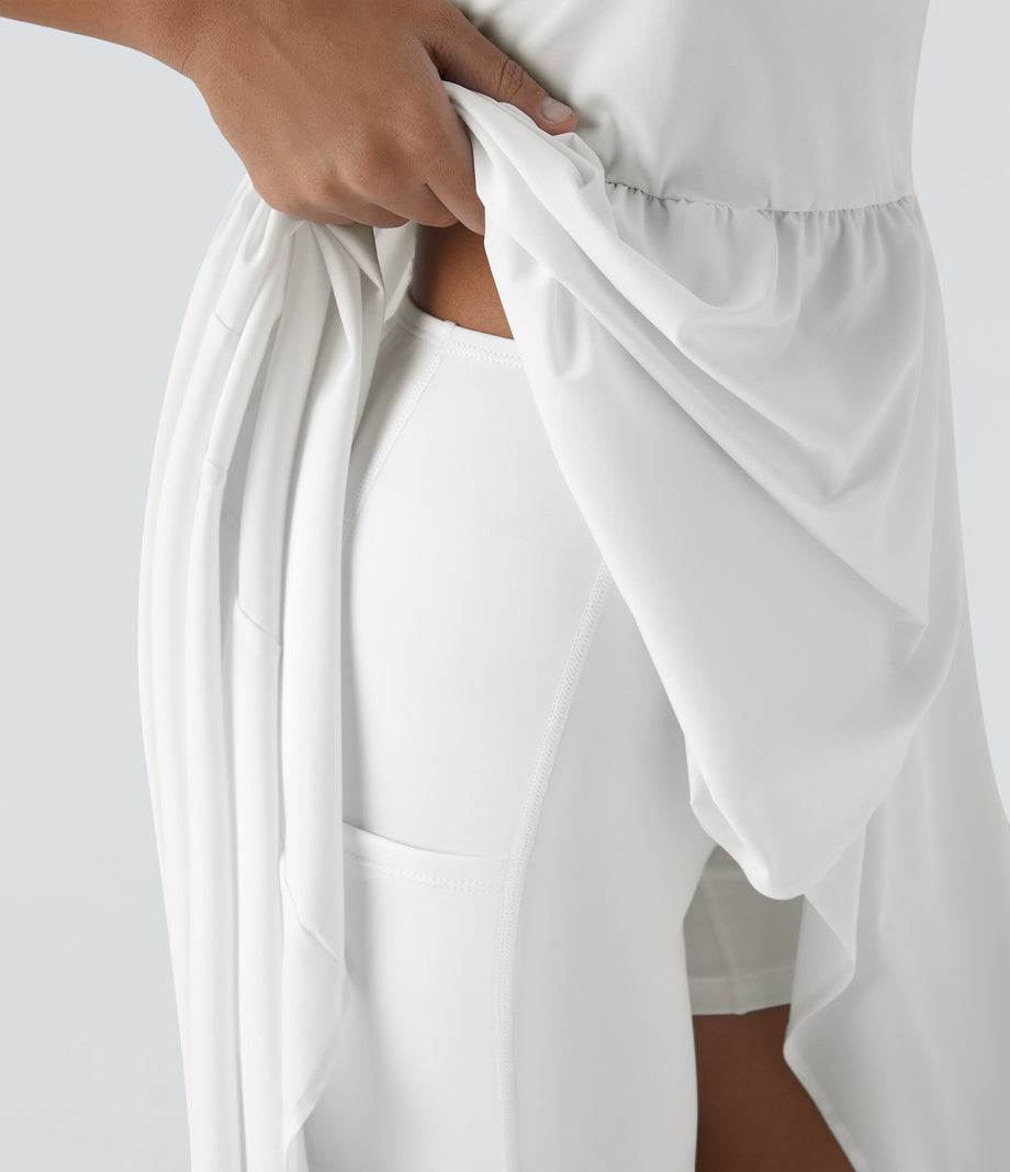 Breezeful™ High Low 2-Piece Pocket Flowy Midi Quick Dry Casual Dress - White