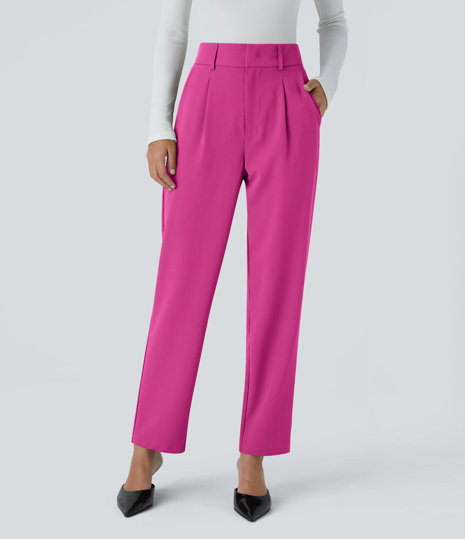 Halara Flex™ High Waisted Pocket Solid Work Tapered Pants - Fuchsia Fedora