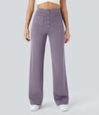 DayStretch High Waisted Pockets Straight Leg Casual Pants - Purple Ash