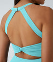 SoftlyZero™ Airy Backless Twisted Flare Low Support Dance Active Dress-Longer Length-Easy Peezy Edition A-D Cups - Loka Blue