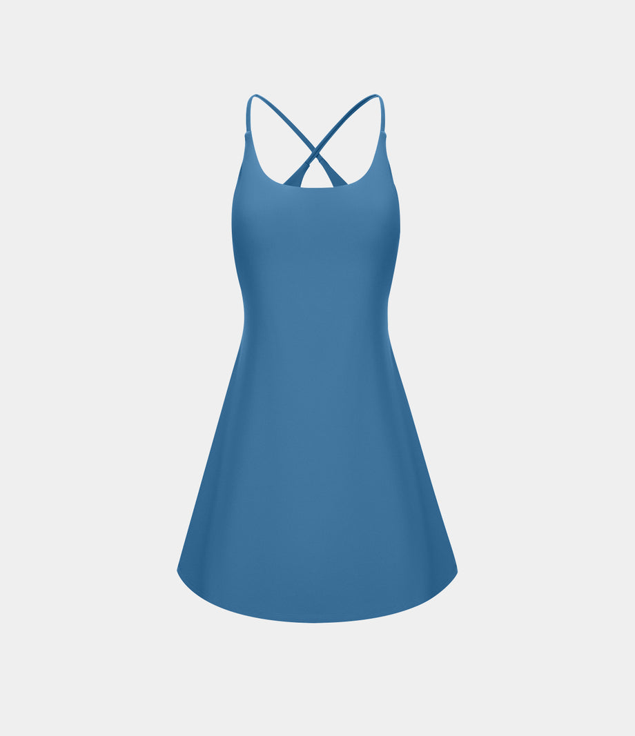 SoftlyZero™ Plush Backless Active Dress - Gloomy Blue