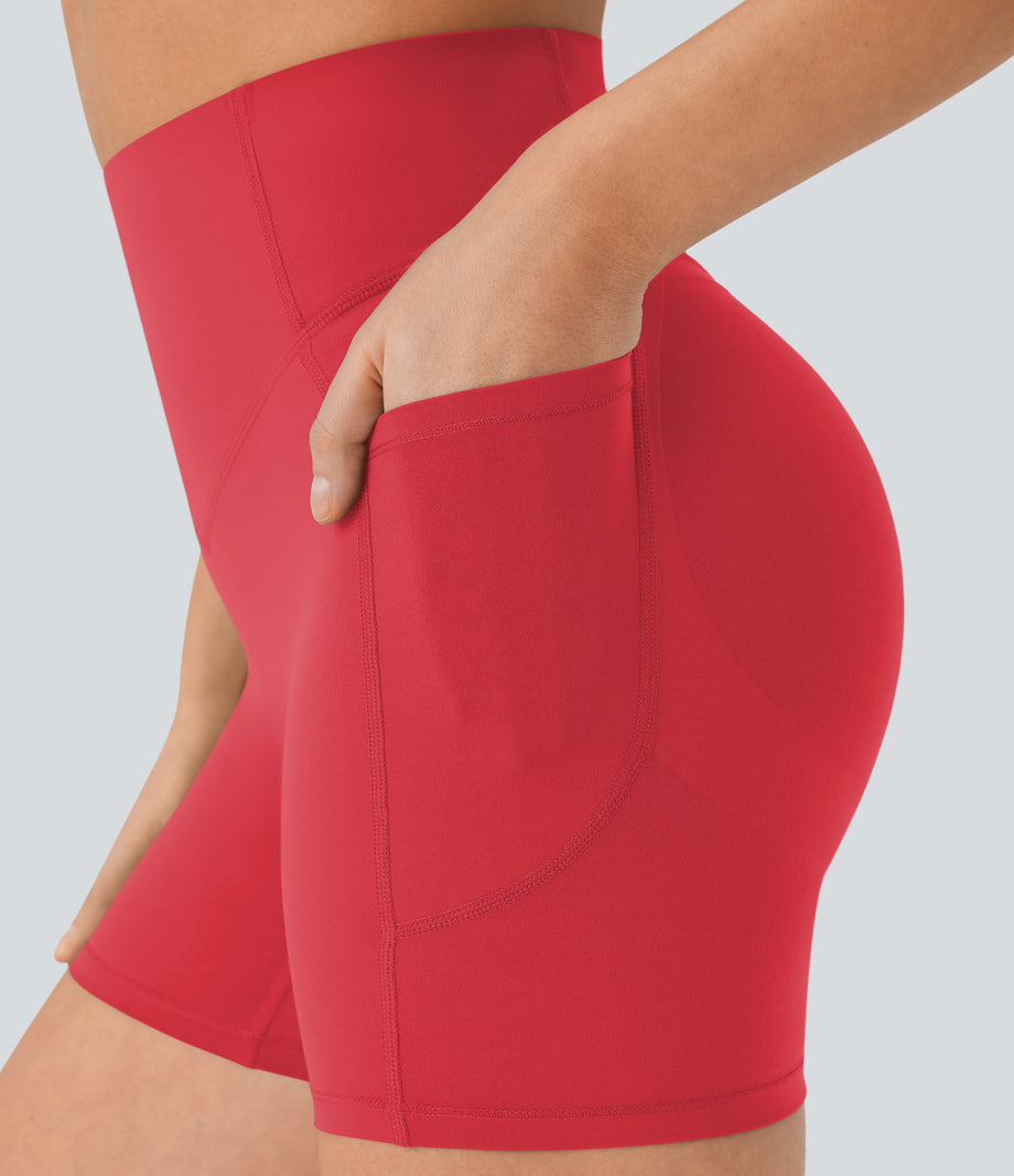 Halara UltraSculpt™ High Waisted Scrunch Butt Lifting Tummy Control Pocket Shaping Workout Biker Shorts 5'' - Bittersweet