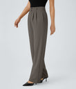Halara Flex™ High Waisted Zipper Pocket Shirred Straight Leg Work Pants - Lead Grey