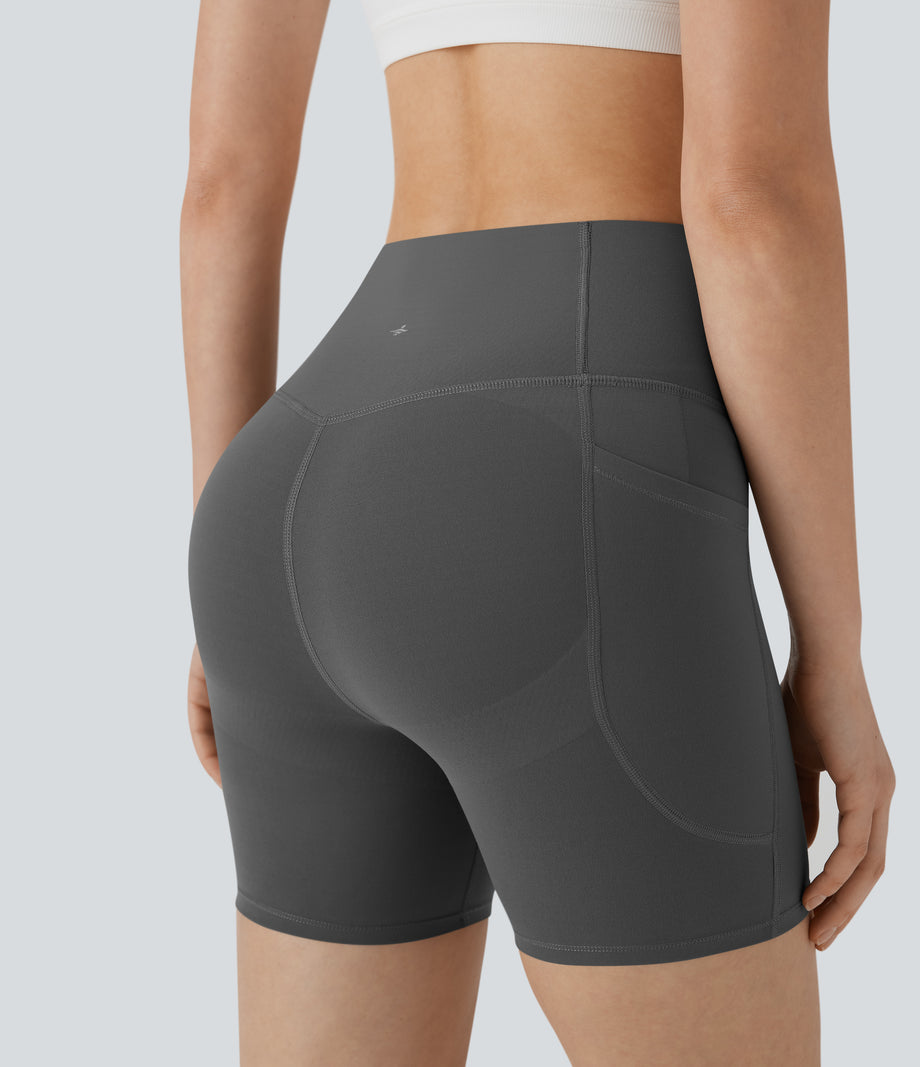 Halara UltraSculpt™ High Waisted Butt Lifting Tummy Control Pocket Shaping Training Biker Shorts 5'' - Volcanic Ash