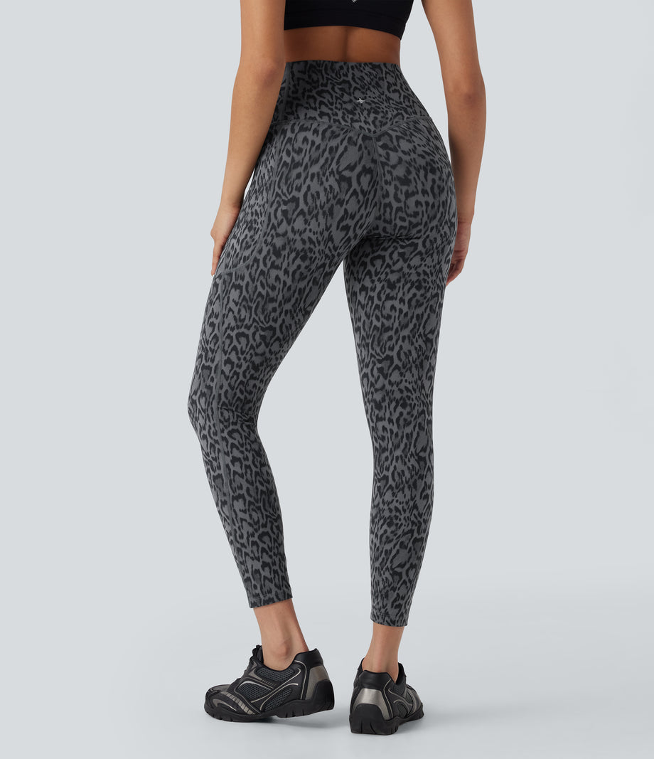 Halara UltraSculpt™ Leopard Print High Waisted Tummy Control Yoga Leggings with Pockets - Shadow Leopard