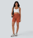 SoftlyZero™ Airy Super High Waisted 2-in-1 Cool Touch Yoga Shorts 7" with Pockets - Orange Rust