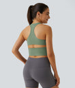 SoftlyZero™ Plush U Neck Racerback Cut Out Cropped Yoga Tank Top - Asparagus