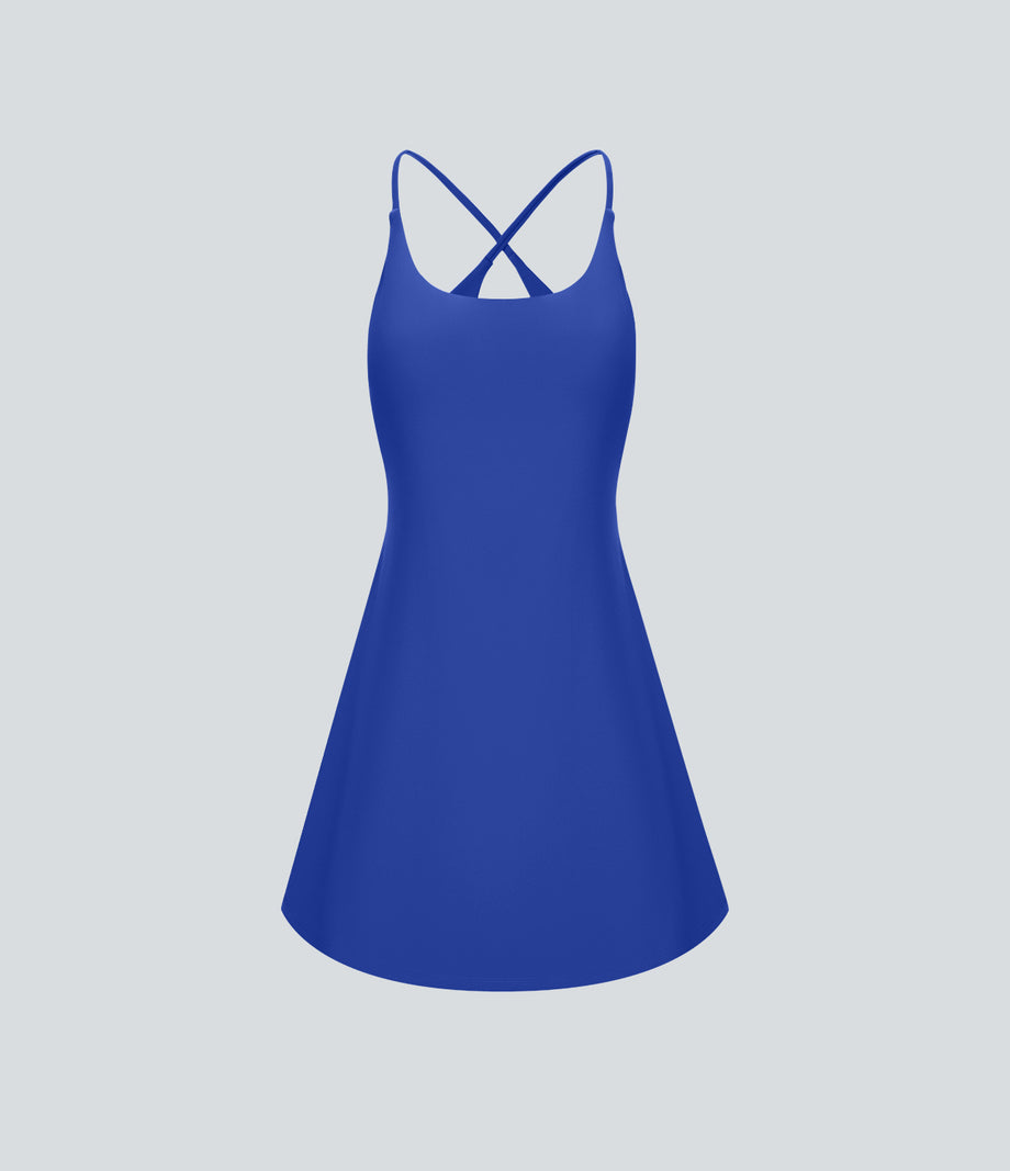 SoftlyZero™ Plush Backless Active Dress - Lotus Blue