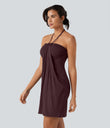Halter Tie Back Mini Resort Dress with Pockets - Sassafras