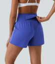 SoftlyZero™ Airy Super High Waisted 2-in-1  Cool Touch Yoga Shorts 5'' with Pockets-Longer Length - Aster Blue