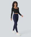 SoftlyZero™ Plush High Waisted Drawstring Pocket Plain Full Length Joggers - Peacoat