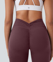 Halara UltraSculpt™ High Waisted Tummy Control Butt Lifting Ruched Pocket Shaping Yoga Leggings - Evening Red