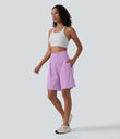 SoftlyZero™ Airy Super High Waisted 2-in-1 Cool Touch Yoga Shorts 9" with Pockets - Orchid Bouquet